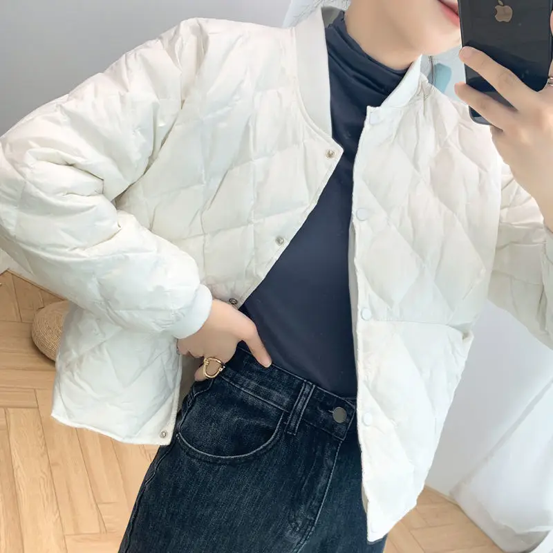 Korea Fashion Thin Down Cotton Coat 2023 Spring and Autumn Outer Women Short Slim Outer