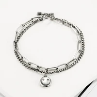 30 silver plated fashion smile face ladies charm bracelet promotion jewellery for women new year gift never fade chains