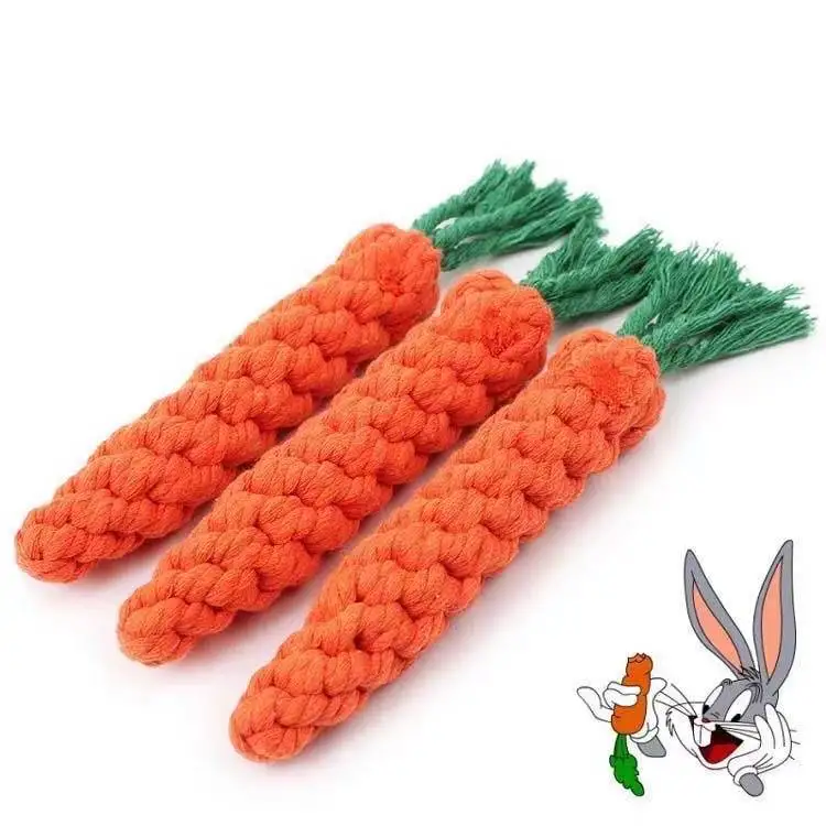 

1PC Dog Toy Carrot Knot Rope Ball Cotton Rope Dumbbell Puppy Cleaning Teeth Chew Toy Durable Braided Bite Resistant Pet Supplies