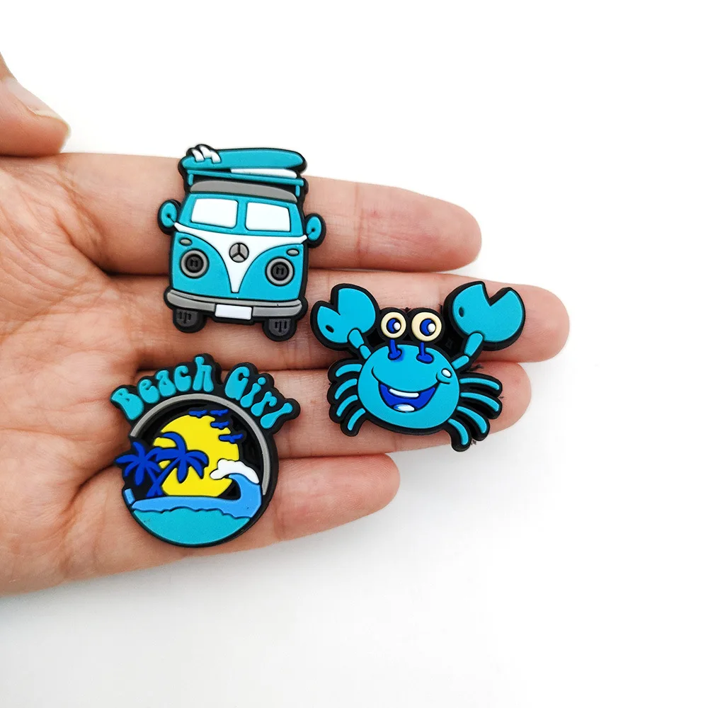 10 Pcs Cartoon Blue Shark Ocean Diy Shoes Accessories Children'S Gift Pvc Croc Charms  Accessories Bracelet Decoration