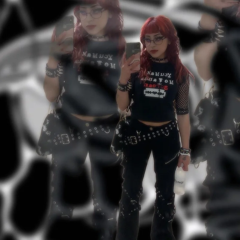 

Летние модные гранж-топы Y2K с надписью и графикой, летние укороченные топы для E-girl в стиле 1920-х Харадзюку, Готическая футболка с коротким рук...