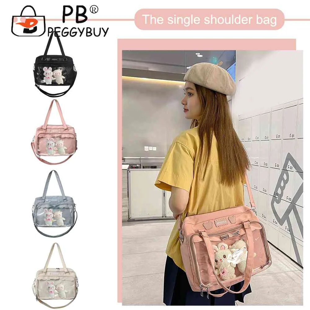 

Fashion Shoulder Bag Kawaii Schoolbag with Pendant Messenger Crossbody Pouch Zipper Tote Purse for College Student for Girls