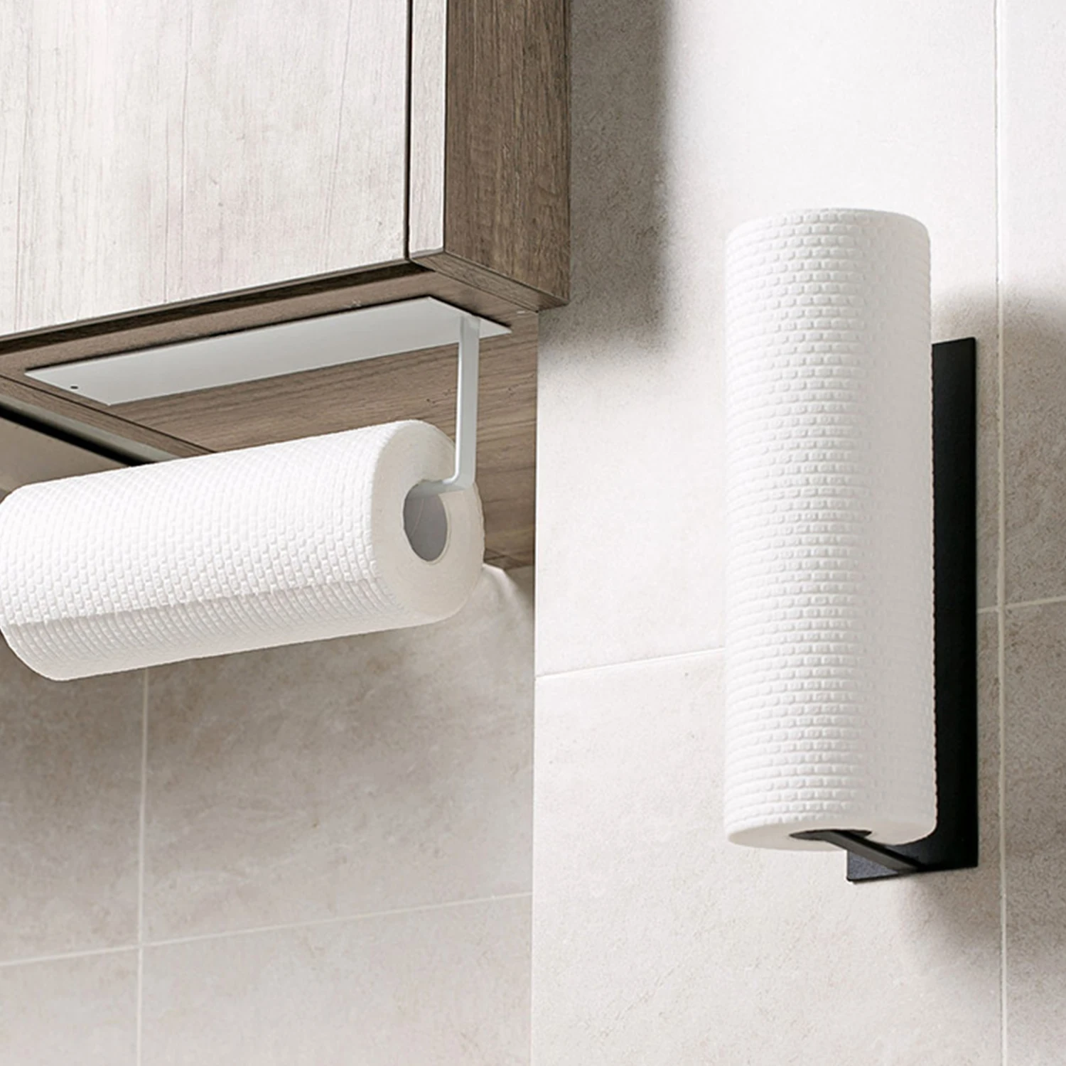 

Metal Toilet Roll Holder Wall Mount Bathroom Tissue Paper Holder Simple Design Matte Black Finish Tissue Accessories No Punching