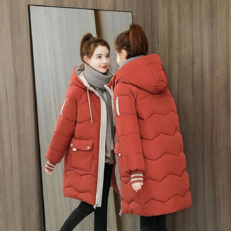 Down Jackets Female Winter Coat Women's Parkas Hooded Warm Winter Coat Cotton Padded Jacket Oversized Long Thick Korean 2023 New