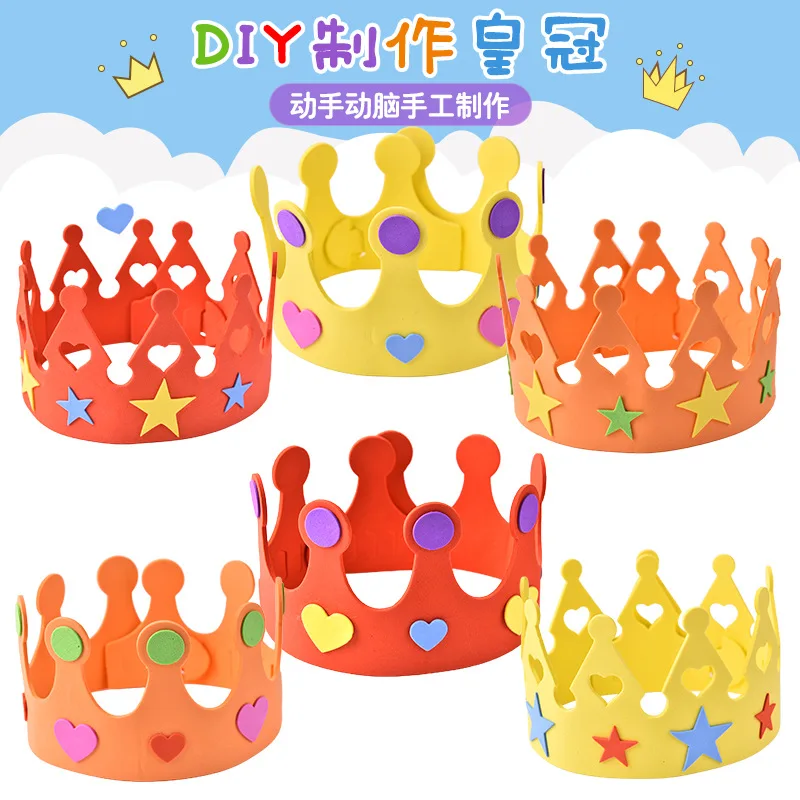 25pcs Birthday Party Foam Hats Children Stars Crown Tiaras Princess Prince Performing Props Decorations Tools Event Supplies