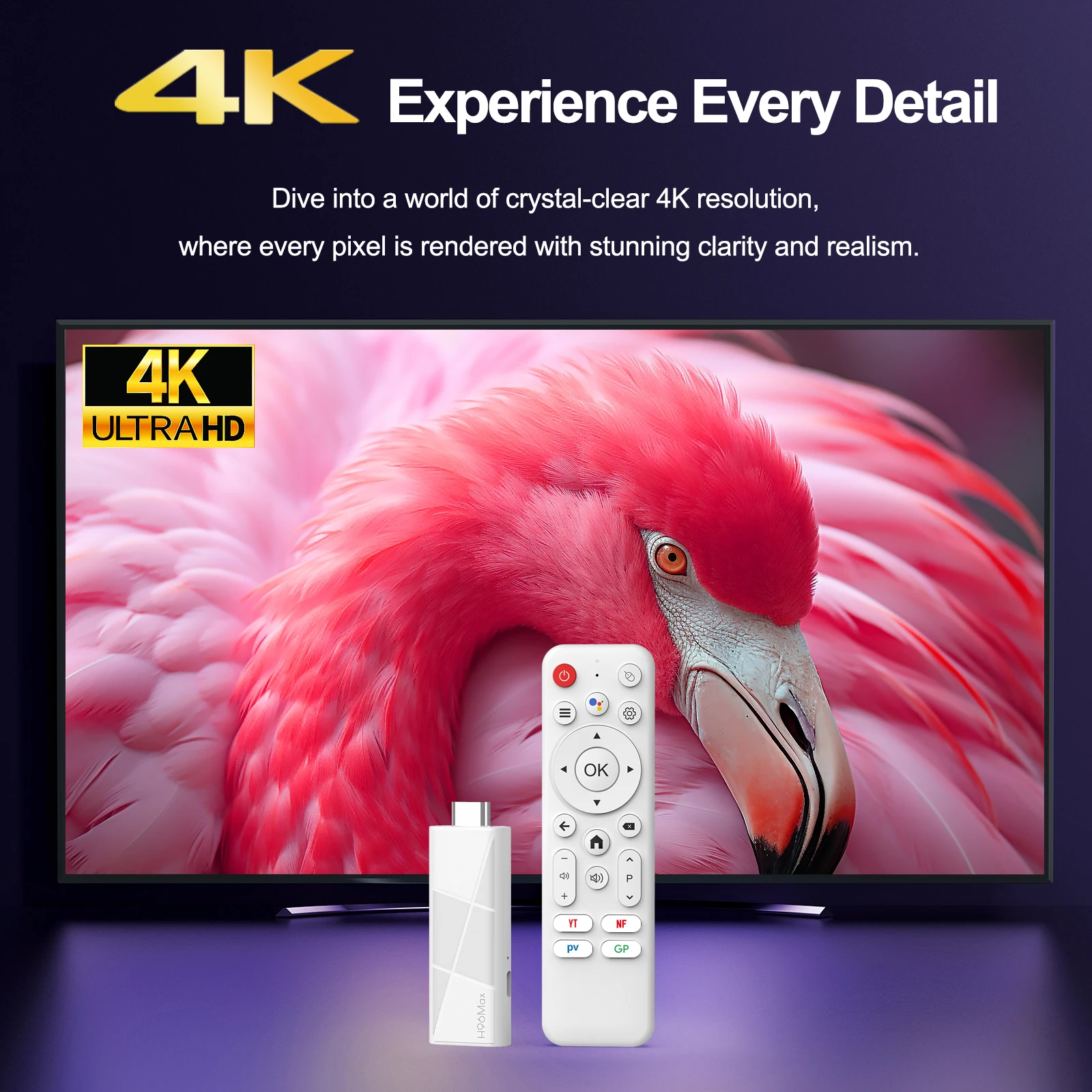 Фото H96 MAX RK3518 Android14 Smart mini TV stick Wifi6 BT5.4 4K HD 3D Четырехъядерный Ethernet Google Voice Assistant Медиаплеер ТВ-приставка №5