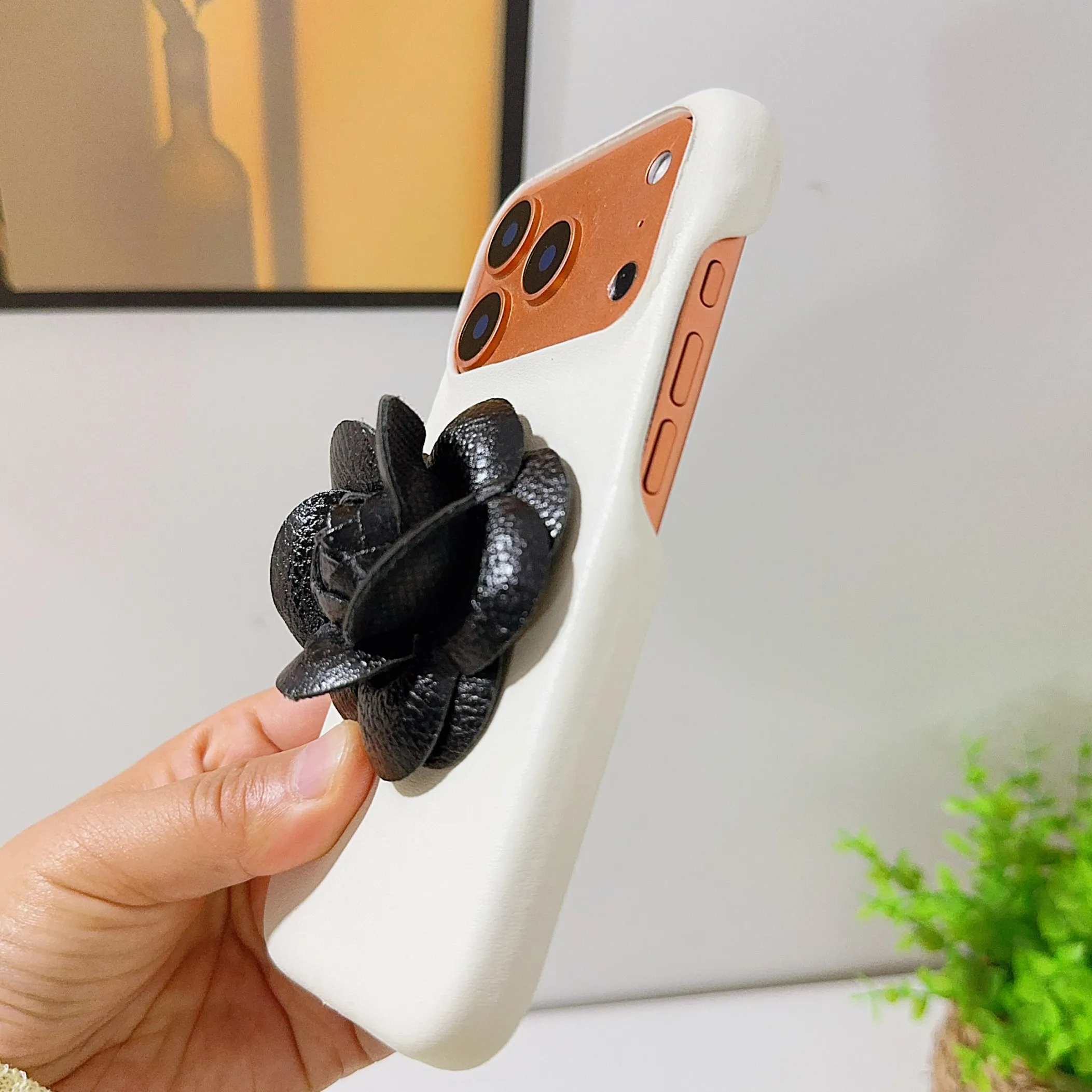 Модный чехол из искусственной замши с цветочным узором для iPhone 17, 16, 15, 14, 13 Pro MAX, жесткий противоударный чехол-накладка (art.: 3920dad608906) - 3920dad608906
