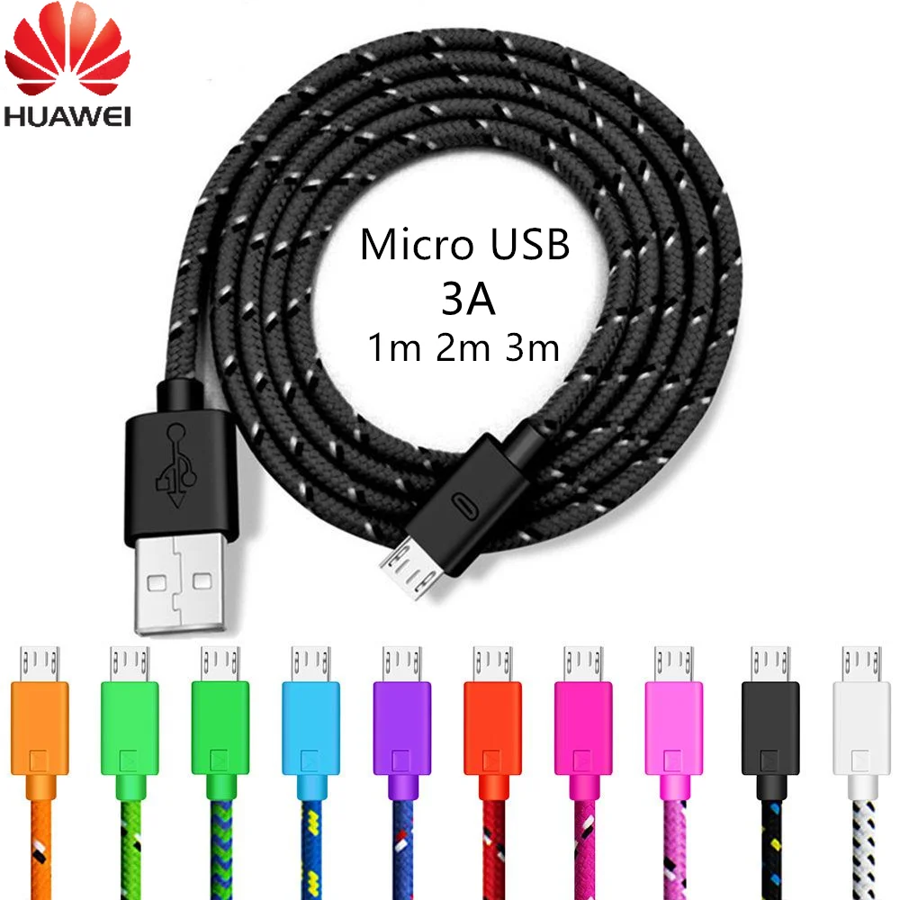 

Huawei Micro USB Cable Quick Charging Data For Samsung Xiaomi Sync Cord 3A USB Nylon Braided Data Line Cord Mobile Phone Cables