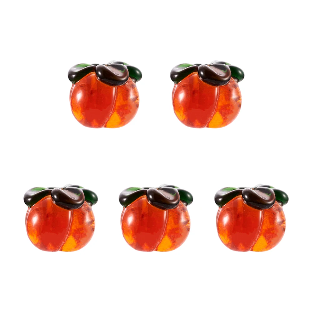 

5Pcs Small Pumpkin Lampwork Beads Red Luminous Handmade Lampwork Glass Spacer Beads for Jewelry DIY Halloween Earrings Bracelets