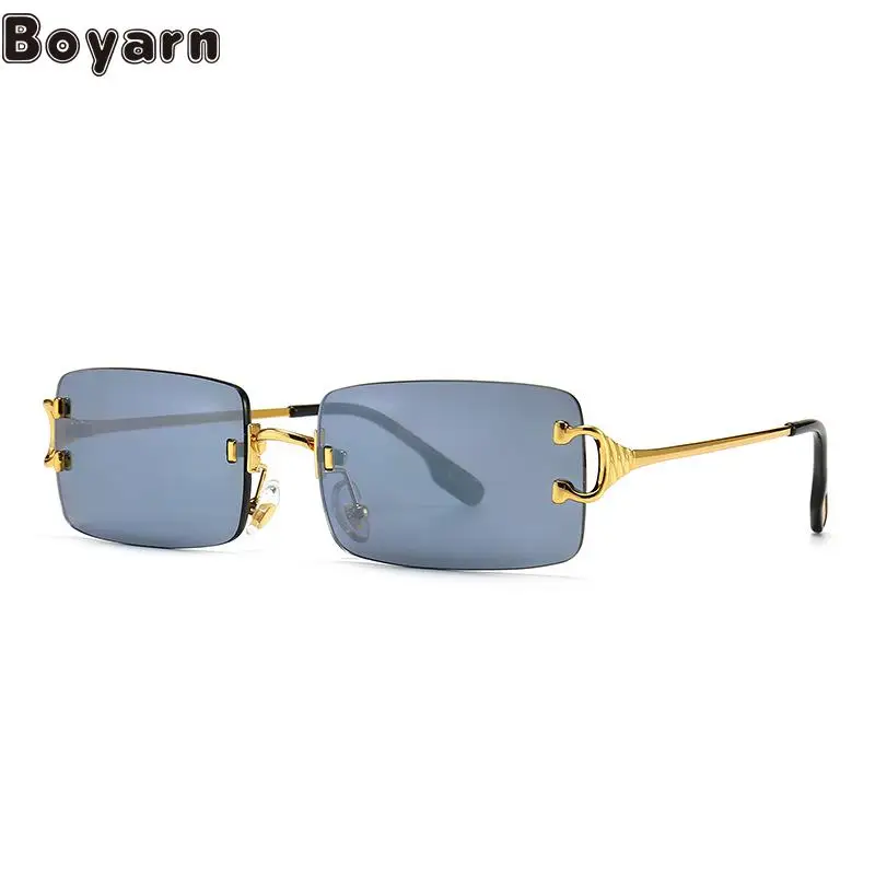 

Boyarn Eyewear Exclusive Rimless Cut Sunglasses Modern Retro Luxury Brand Design Stars Fashion Street Sunglasses