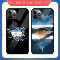 argentina flag phone case tempered glass for iphone 13 12 11 pro max mini x xr xs max 8 7 6s plus se 2020 shell fundas