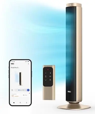 

Fan Smart Voice Control, 25 DB Quiet DC Portable Bladeless Fan, Works with Alexa, Google, App, Remote, 90° Oscillating, 12H Tim