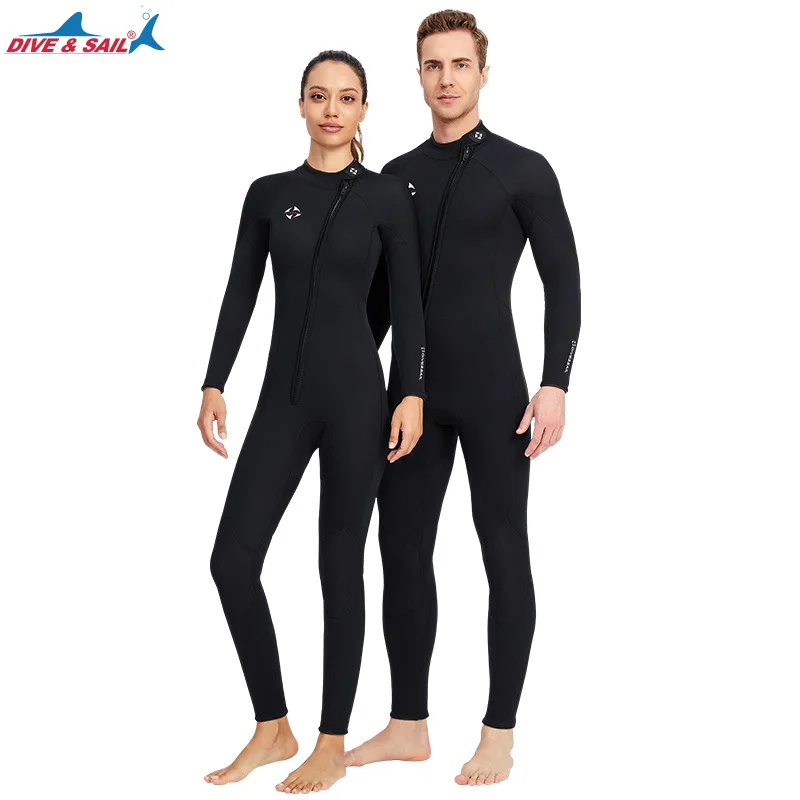 Wetsuit 3mm Neoprene Front Zipper Long Sleeves Scuba Diving Suit for Swimming,Snorkeling, Surfing Full Body One Piece Men/Women