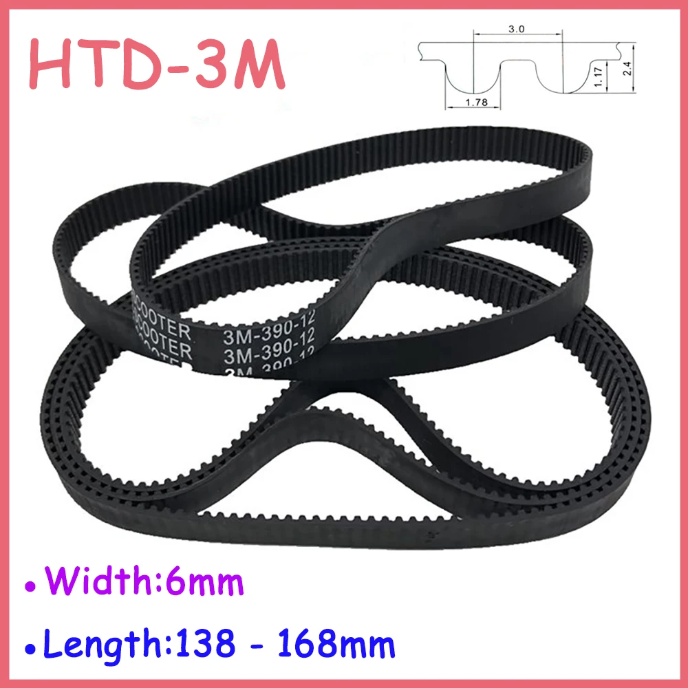 Купи Width 6mm HTD-3M Rubber Closed Loop Timing Belt Length 138 141 144 147 150 153 156 159 162 165 168mm Drive Belt Pitch 3mm за 75 рублей в магазине AliExpress