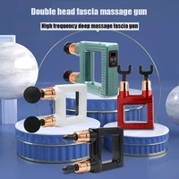 mini electric massager double head lcd fascia gun full body massage gun sports muscle relax jolt hammer thruster physiotherapy