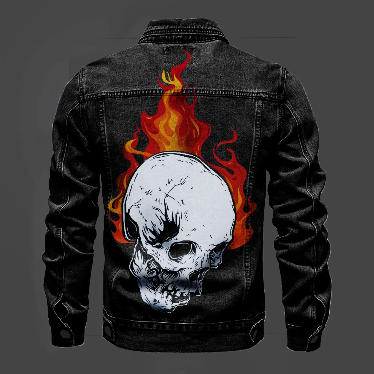 Мужская джинсовая куртка с рисунком черепа
