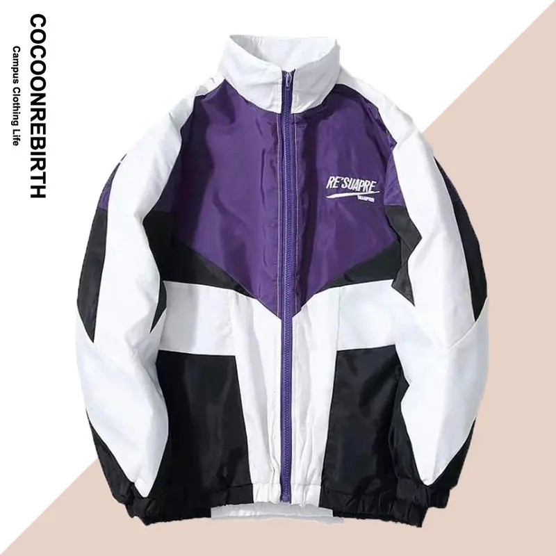 

Весенняя куртка Varsity, Мужская корейская модная куртка-бомбер с буквенной вышивкой, Повседневная Уличная Свободная куртка на молнии в стиле пэчворк для пар