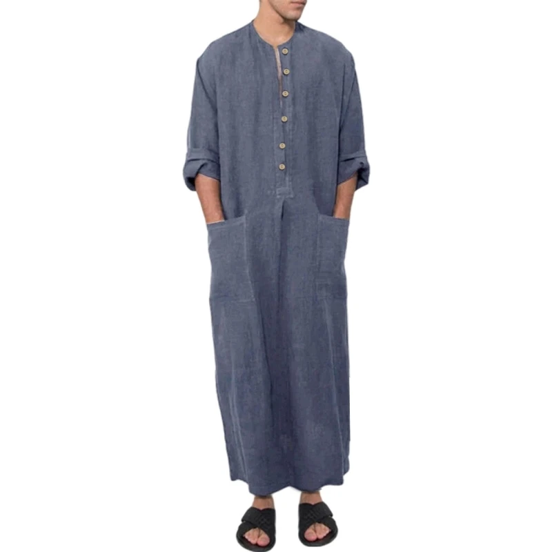 Muslim Kaftan Middle East Jubba Thobe Traditional Stand Collar Muslim Clothing