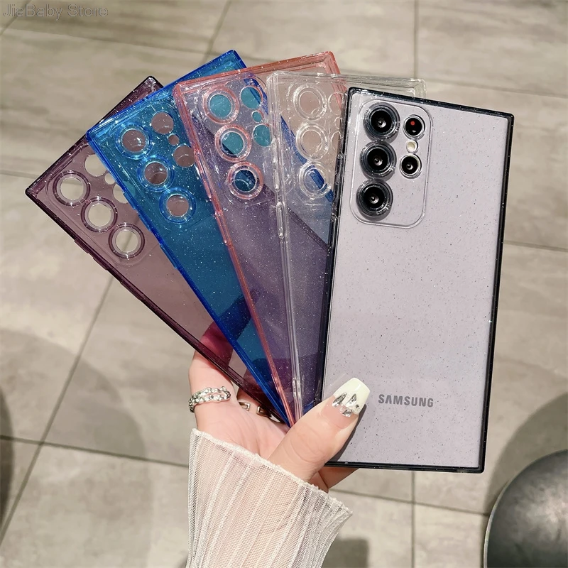 Роскошный прозрачный противоударный Блестящий жидкий мягкий чехол для Samsung S20 S21