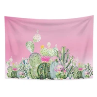 pink cactus cartoon tapestry wall hanging bohemian gypsy psychedelic kawaii room decor witchcraft astrology decoration bedroom