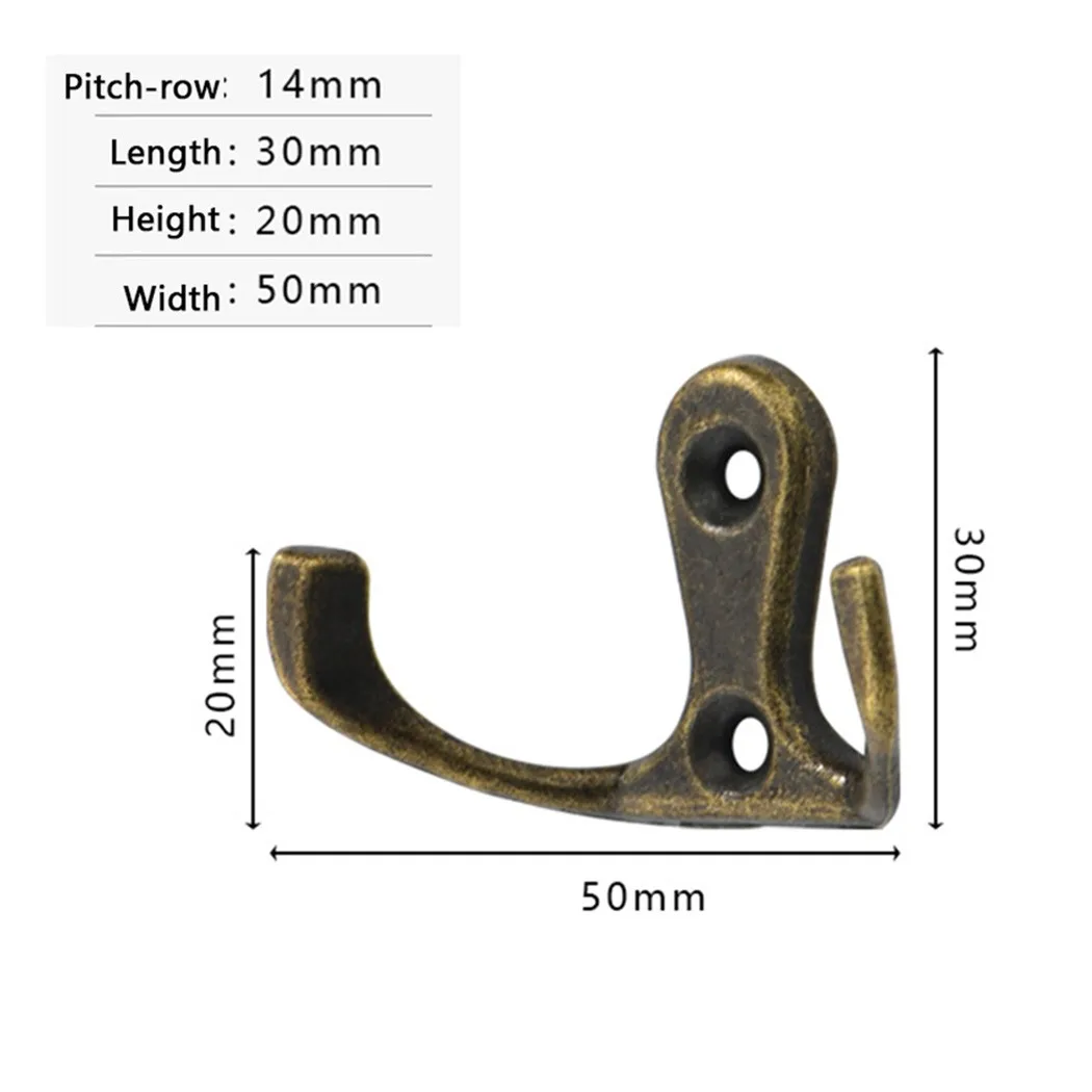 

10pcs Wall Hooks Door Zinc Alloy Antique Hook Hanger For Key Clothes Coat Hat Bag Towel Wall Mounted Hooks 50x30mm