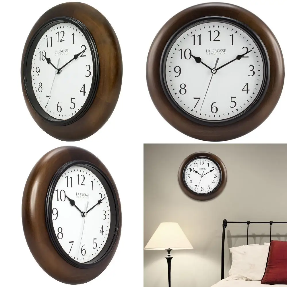 

-00 Trendy Brown Linwood 10" Classic Analog Quartz Wood Wall Clock by Crosse Clock 404-2625-00