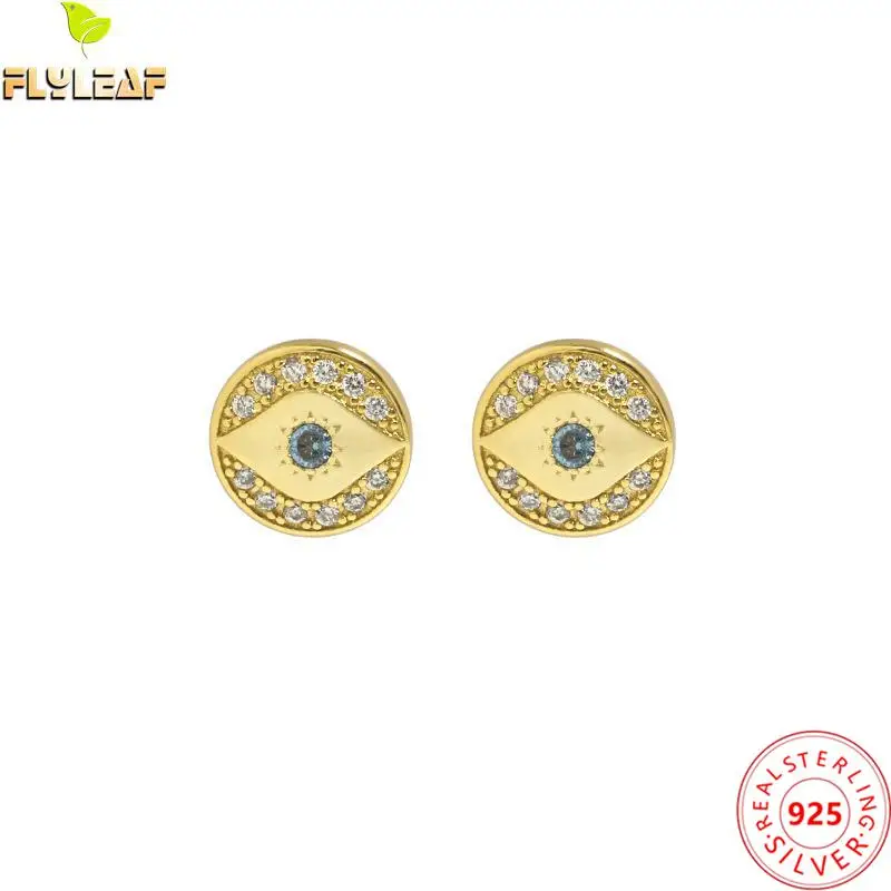 

Real 925 Sterling Silver Jewelry Zircon Devil's Eye Stud Earrings For Women Original Design Femme Luxury Accessories 2022 New