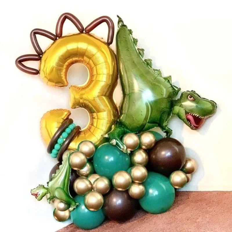 

42pcs Crown Dinosaur Birthday Balloon Kit Dino Themed Party Balloons Decoration Party Supplies Kids Happy Birthday Decor Globos