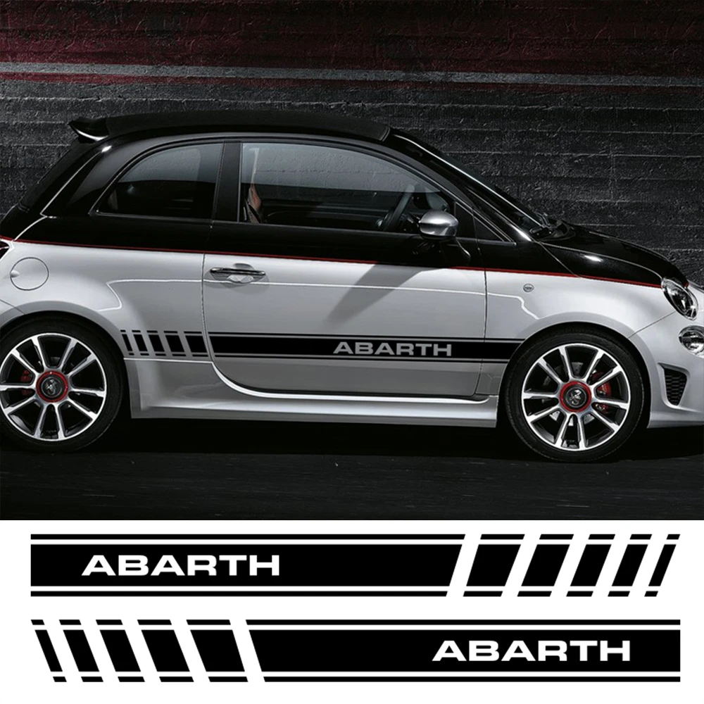 Виниловые модные графические автомобильные наклейки Doordash для Abarth, наклейка на юбку в полоску сбоку, аппликация Fiat 500, Creatve, автомобильная наклейка