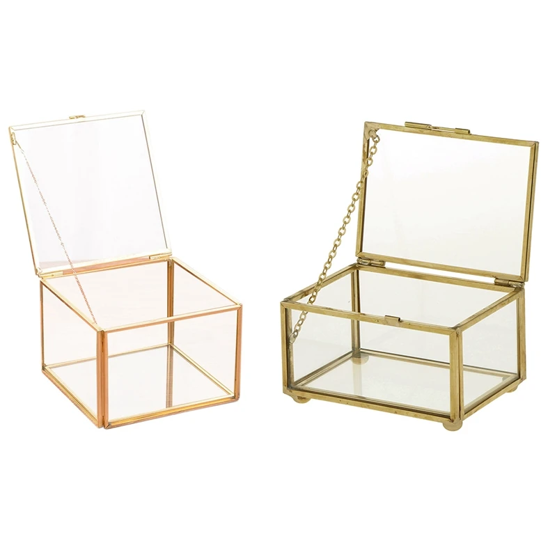 

Square Opening Glass Geometry Garden Jewelry Boxs Mirror Jewelry Box & Geometric Glass Style Jewelry Box Table Container-FS-PHFU