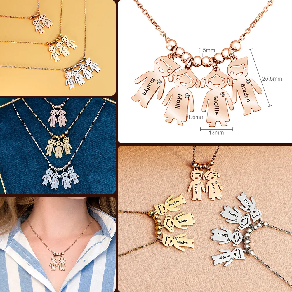 

Personalized Engraving Baby Charms Necklace with Birthstone to Mothers Day Gift collares largos grandes de mujer moda 2023