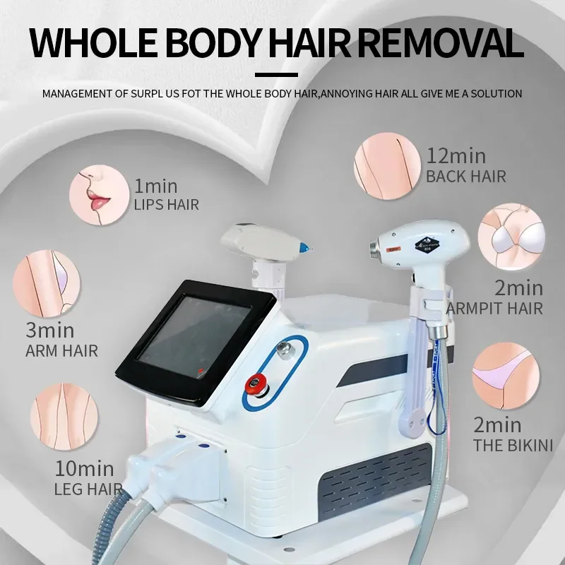 

Professional 2 in 1 Portable 808 Diode Laser Permanent Ice Point Painless Hair And Tattoo Removal Machine