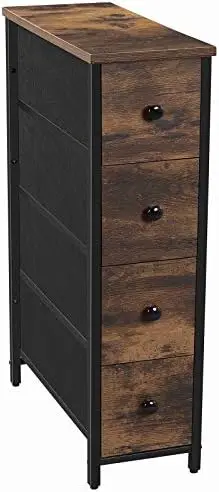 

Dresser, Vertical Storage Unit with 4 Fabric Drawers, for Small Spaces and Gaps, Metal Frame, Slim Storage Tower, for Living Roo