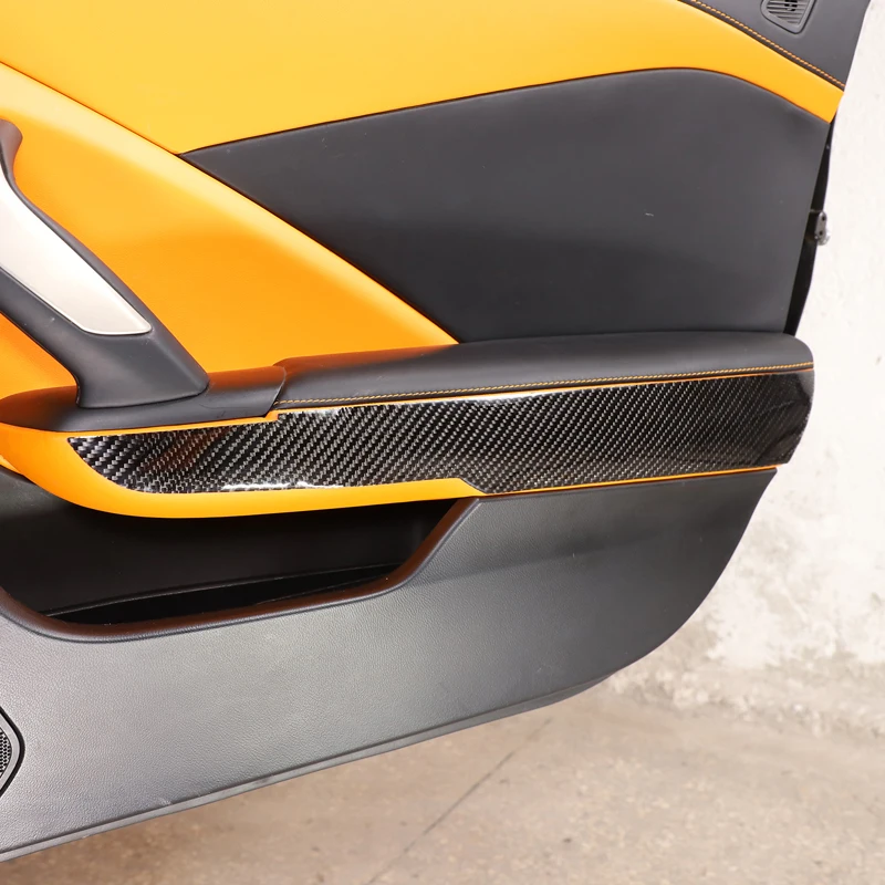 Для Chevrolet Corvette C7 2014-2019 мягкое углеродное волокно внутренняя дверная ручка панель