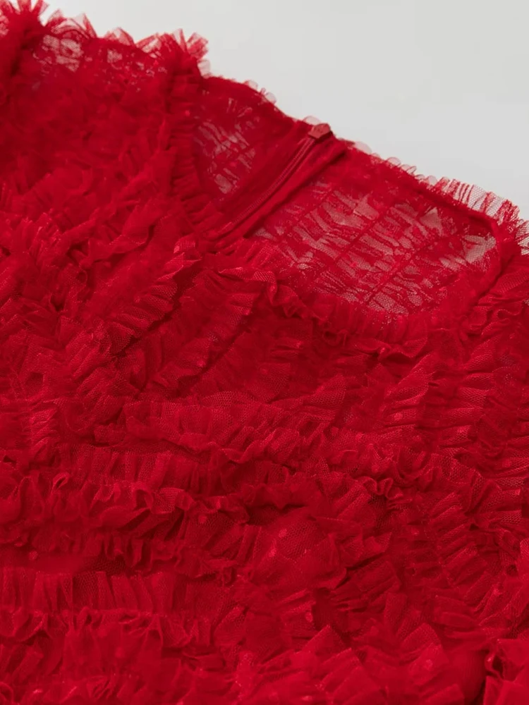 Женское винтажное платье в горошек с круглым вырезом и рукавом-фонариком