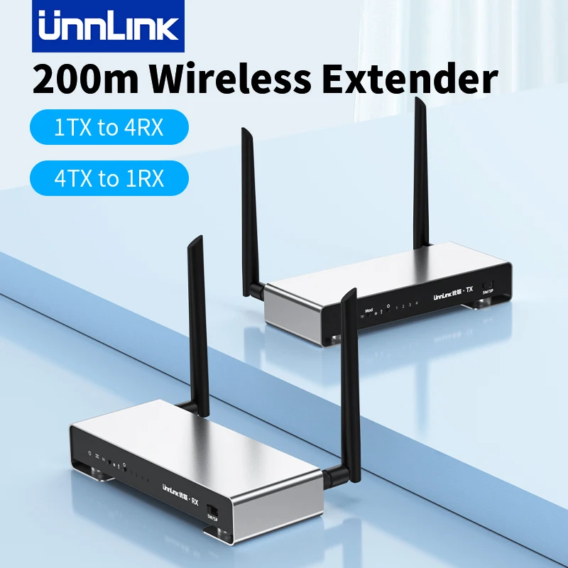Беспроводной HDMI видеопередатчик Unnlink, приемник, 200M HDMI KVM Extender 1080P 1-4, сплиттер для конференц-камеры, ПК для телевизора