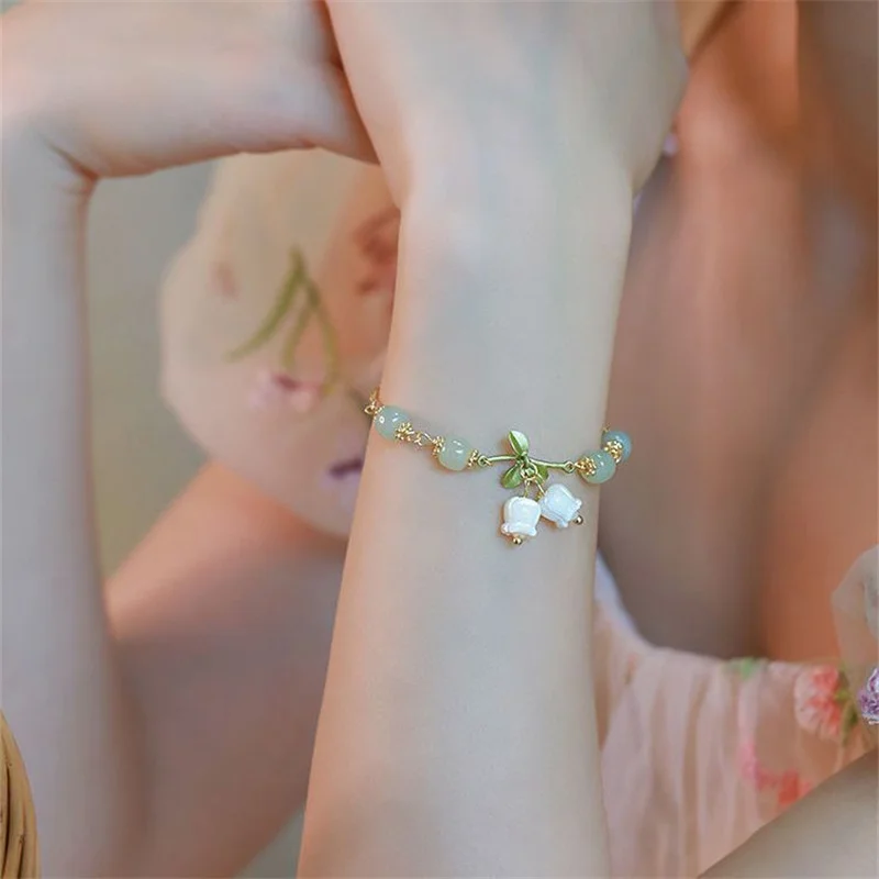 Новый браслет с изображением леса вишни старинная ветряная колокольчица Орхидея