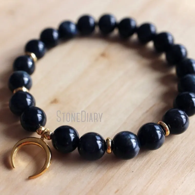 

Браслет WMB44240 с синими тигровыми глазами, бусинами, подвесками в виде Луны, позолоченными кетами, йоги, духовные украшения