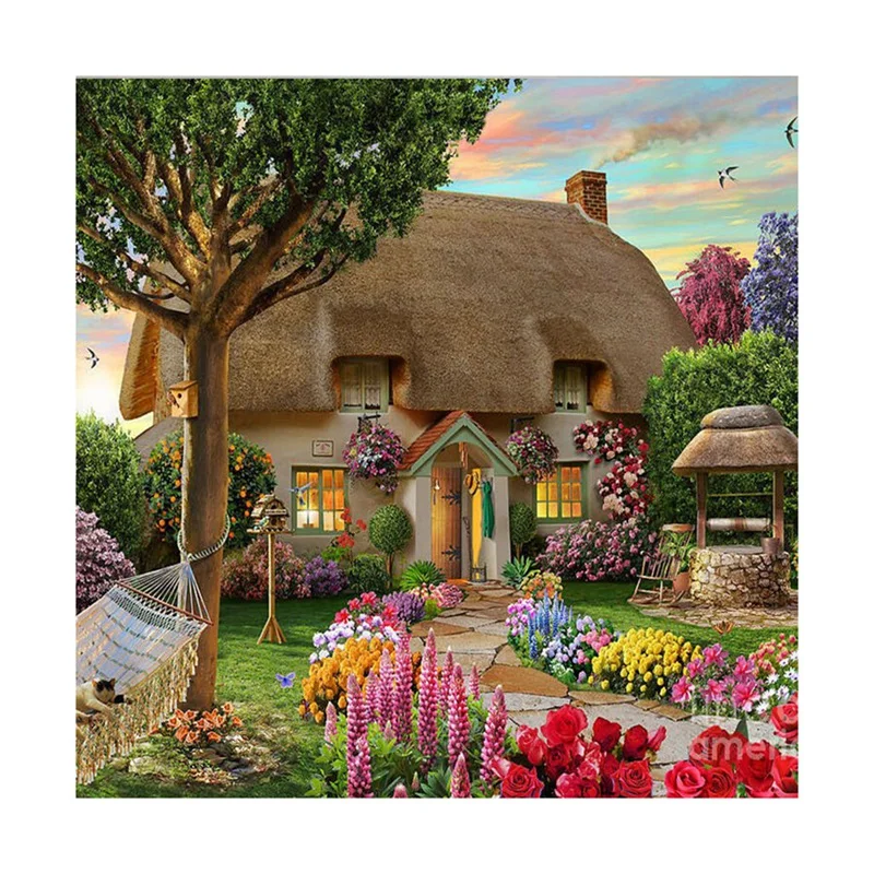 Акция! Пейзаж коттедж 5D Сделай Сам Алмазная краска полностью квадратные алмазные