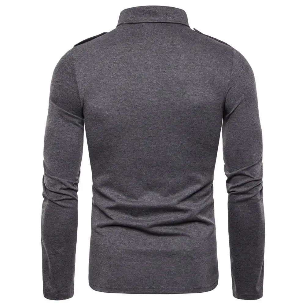 

Slim Fit Wear-resistant Turn-down Collar Long Sleeve Men Autumn Tops for Outdoor