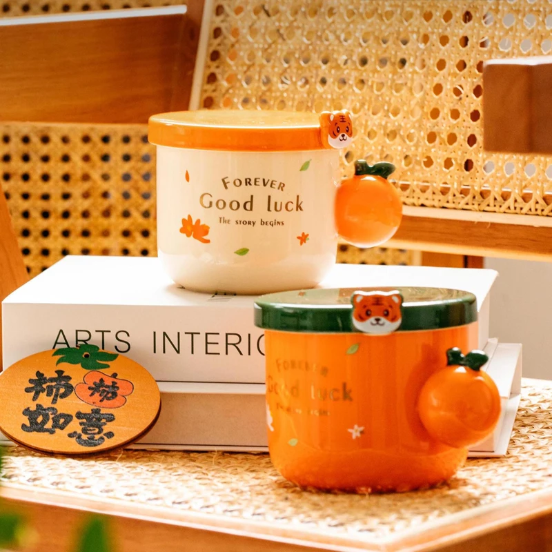 

Cute Tiger Cute Ceramic Mug with Lid Couple Pair Cup Student Girl Drinking Water Cup Coffee Cup