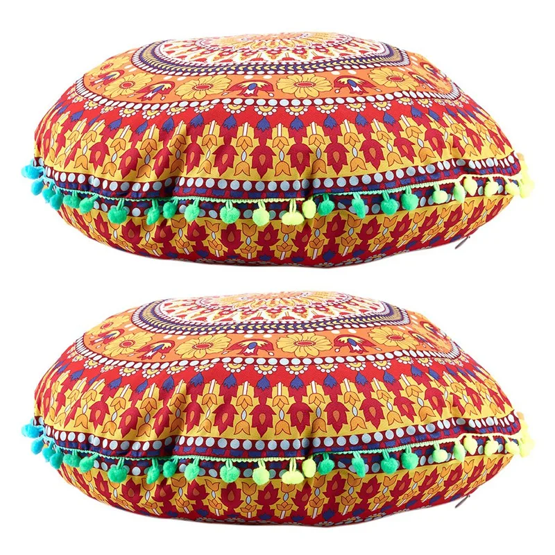 

2X Indian Mandala Floor Pillows Round Bohemian Cushion Cushions Pillows Cover Case 13 Promotion