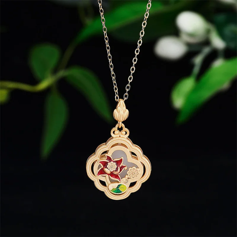 

Exquisite Carving Clover Flower Pendant For Girlfriend Anniversary Gift Charming S925 Sterling Silver Chain Clavicle Necklace