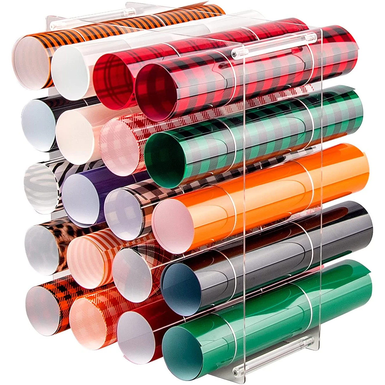

20 Hole Acrylic Vinyl Roll Holder, Vinyl Roll Storage Shelf,Vinyl Storage Rack for Craft Room, Draft Design Roll Organizer
