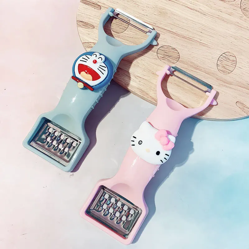 

Cartoon Anime Periphery Household Fruit Vegetable Peeler Doraemon Kitty Cat Kawaii Multifunctional Dual-Purpose Peeler Grater