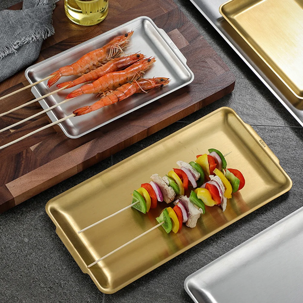 

Plate Pan Tray Supplies Dish Plates Kitchen Serving Metal Baking Bakeware Sushi Snack Steel Rustproof Coating Bake Fruit Grill