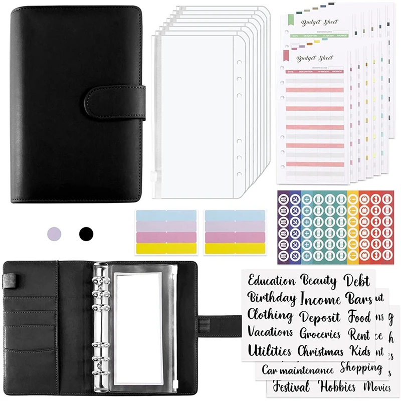 

Budget Binder, Budget Binder With Zipper Envelopes And Expense Budget Sheets, For Money Saving Planner