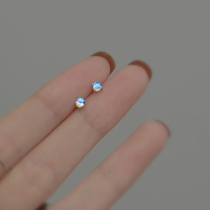 

Simple Round Stud Earrings For Women New Trendy Clear Rainbow Small Zircon Ball Student Girls Small Piercing Jewelry Hot Sale