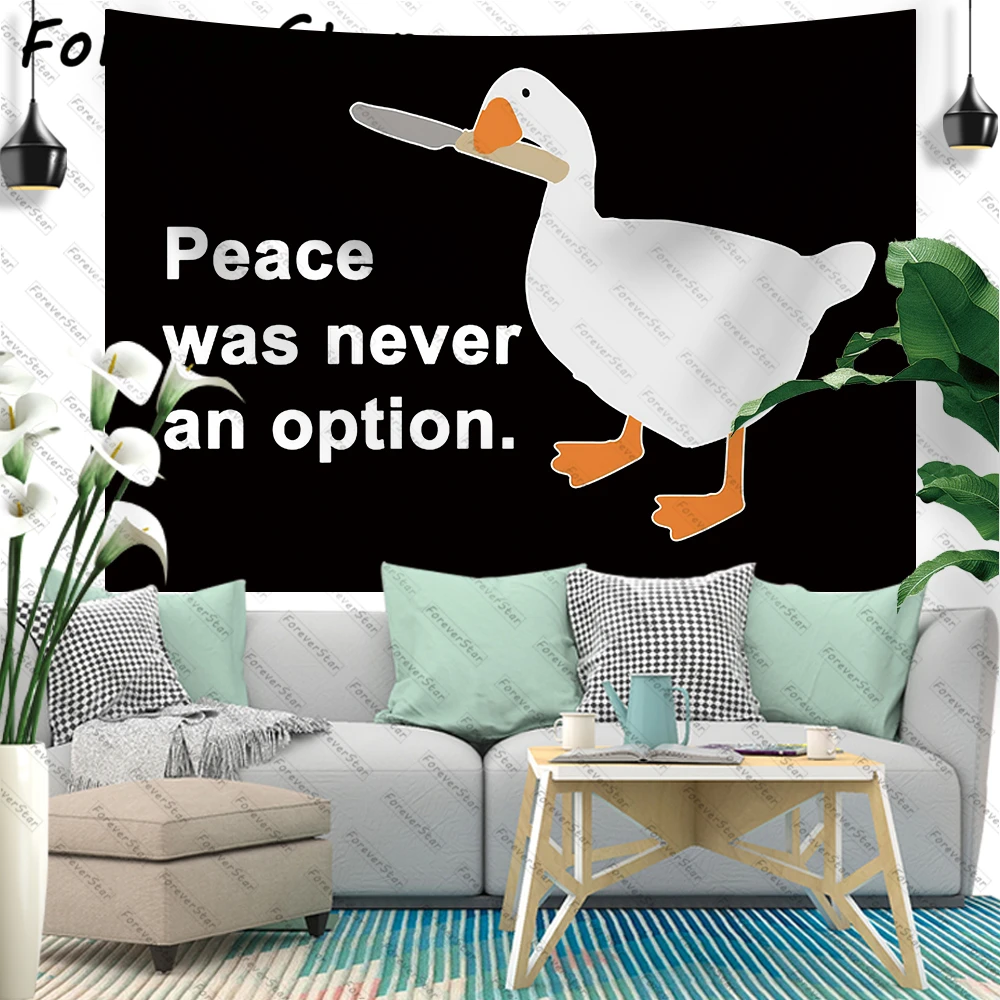 

ForeverStar Peace Was Never An Option Goose Tapestry Bedroom Wall Hanging Bedding Men Teen Girl Funny Living Room Home Decor