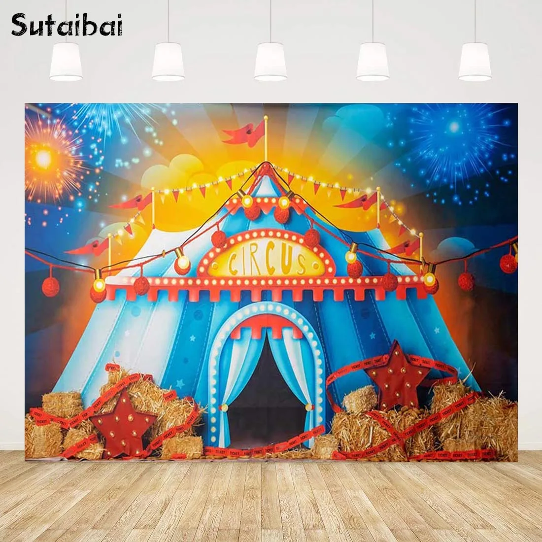 

Circus Theme Birthday Party Backdrop Tent Firework Newborn Portrait Photography Background Circus Carnival Baby Shower Photocall